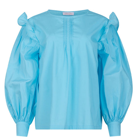 Helene Galwas HIGH NECKLINE BLOUSE “ILSA” WITH RUFFLE DETAIL AND WIDE BISHOP SLEEVES the wearness