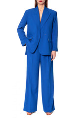 AGGI Hochtaillierte Hose, in blau für Frauen, Hose, Fair Fashion, handgefertigt, made in Poland, nachhaltig