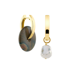18K GOLD PLATED CREOLES WITH RHYOLITE GEMSTONES