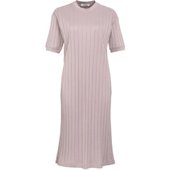 HELLO'BEN Twin Rib in Lavendel, mäßiger V-Ausschnitt, lockere Passform, eine Größe, Kleid, Baumwolle