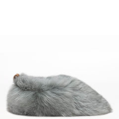 BABOOSHA PARIS Hausschuhe, aus Alpakafell, aus ethischer Sicht, ohne Tierquälerei hergestellt, gepolstertes Fußbett, Leder-Laufsohle, grau, fair, nachhaltig