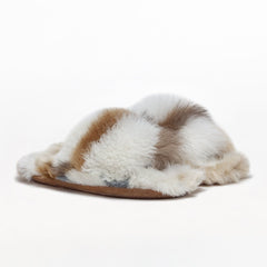 BABOOSHA PARIS Hausschuhe, aus Alpakafell, aus ethischer Sicht, ohne Tierquälerei hergestellt, gepolstertes Fußbett, Leder-Laufsohle, mehrfarbig