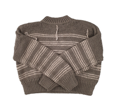 CLAUSSEN Pullover, brauntöne, mit Streifen, Baumwolle, handgestrickt, fair, nachhaltig, umweltfreundlich