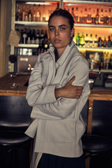 CRUBA Canvas-Jacke, hellgrau, italienische Wolle, handgefertigt, fair, nachhaltig, umweltfreundlich