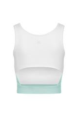 3/4 CROPPED ACTIVE TOP IN WHITE/GREEN