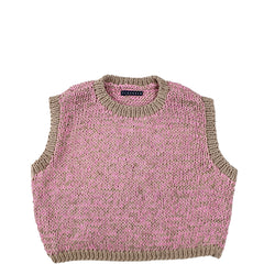 CLAUSSEN Ärmelloser Pullover, handgestrickt, pink, Baumwolle, fair, nachhaltig, umweltfreundlich
