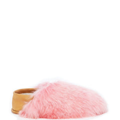 BABOOSHA PARIS Hausschuhe, aus Alpakafell, aus ethischer Sicht, ohne Tierquälerei hergestellt, gepolstertes Fußbett, Leder-Laufsohle, pink, fair, nachhaltig