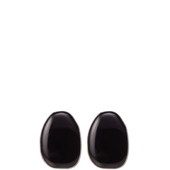 XENIA BOUS Ohrringe, schwarz, rund, versilbertes Messing und Emaille, von Hand emailliert, fair, nachhaltig