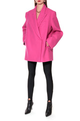 AGGI Blazer-Mantel, Übergroßer Kurzmantel, kräftige Silhouette, versteckte Taschen in den Nähten, versteckter doppelreihiger Verschluss, vollständig gefüttert, Muster auf dem Jacquard-Futter, pink, fair, nachhaltig