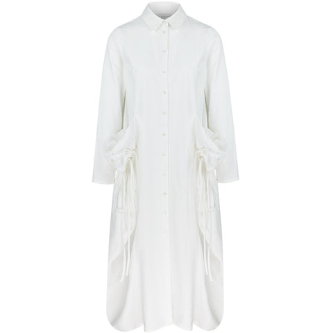 MAY BERNARDI Blusenkleid mit Rüschen-Details in Weiß für Damen, made in Europe, fair, organic, eco-friendly - the wearness online-shop 