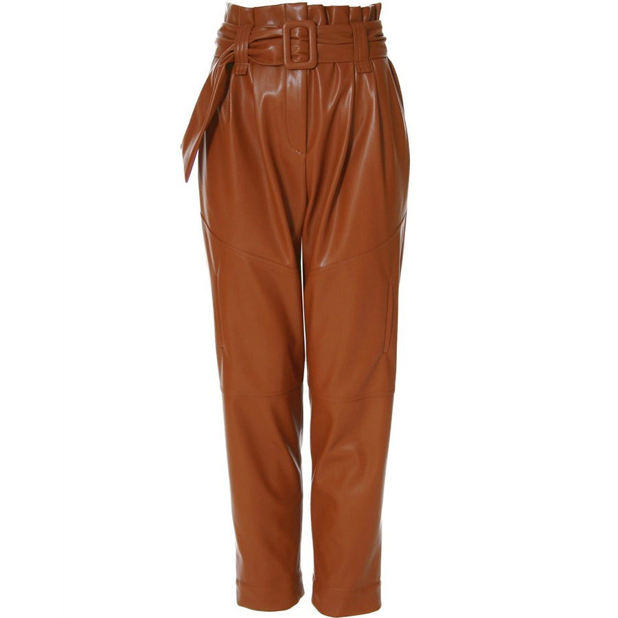 AGGI  High-waisted Lederhose, Hose aus veganem Leder, Paperbag Hose, Women clothing, made in Europe, Eco-friendly, fair, fair trade - shop now - the wearness online-shop - Sustainable and Ethical Luxury Fashion 